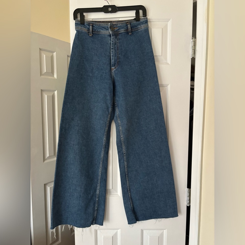 Zara Wide-Leg  high waist Blue Denim Jeans - Picture 9 of 11